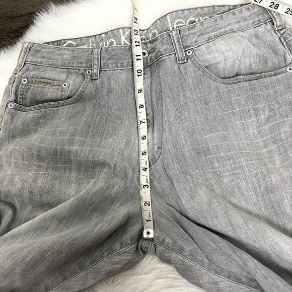 Calvin Klein Mens 36 Gray Distressed Faded Relaxed Straight Jeans Denim - Picture 11 of 13